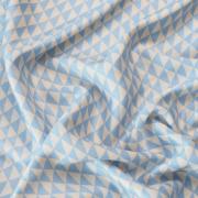 Изображение Плательная ткань, вискоза, бело-голубые треугольники