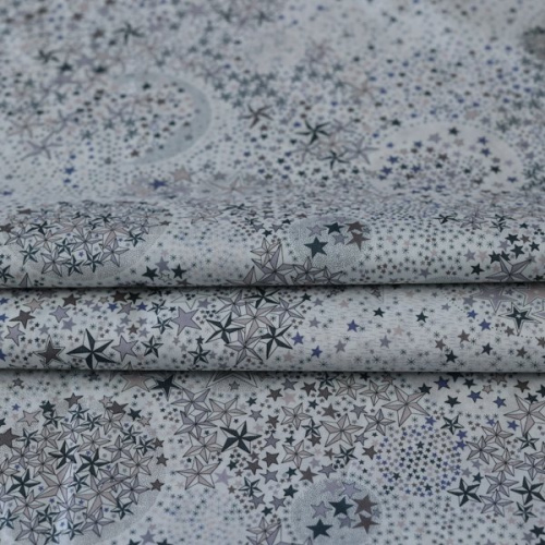 Изображение Сорочечная ткань стрейч, звезды на белом