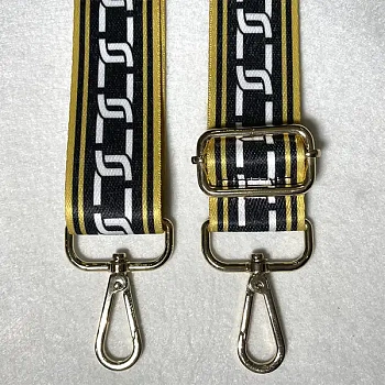 Ремень для сумки плечевой с карабинами, 140 см, дизайн белая цепь, черный желтый