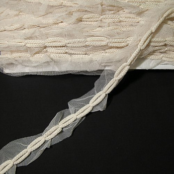Тесьма декоративная шнур на сетке, молочный