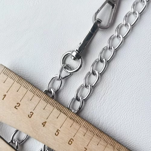 Изображение Цепь для сумки с карабинами, металл, 120 см, никель