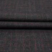 Изображение Костюмная ткань темно-серая, розовая клетка, шерсть, люрекс