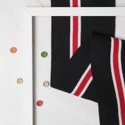 Подвяз трикотажный черный с белыми и красной полосками