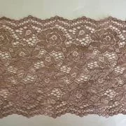 Изображение Кружево стретч, симметричное с цветами, 18 см, капучино