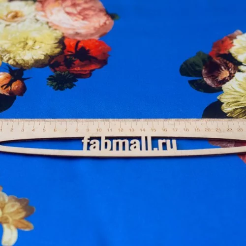 Изображение Шелк натуральный, электрик, цветы, дизайн BLUMARINE
