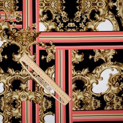Изображение Трикотаж полоса и вензеля, розовый, дизайн VERSACE
