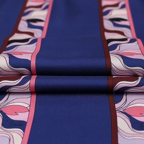 Изображение Шелк твил, полосы, цветы, синий, дизайн EMILIO PUCCI