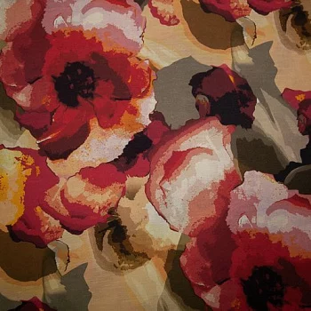 Изображение Плательная шерсть, крупные цветы, коричневый, дизайн GUCCI