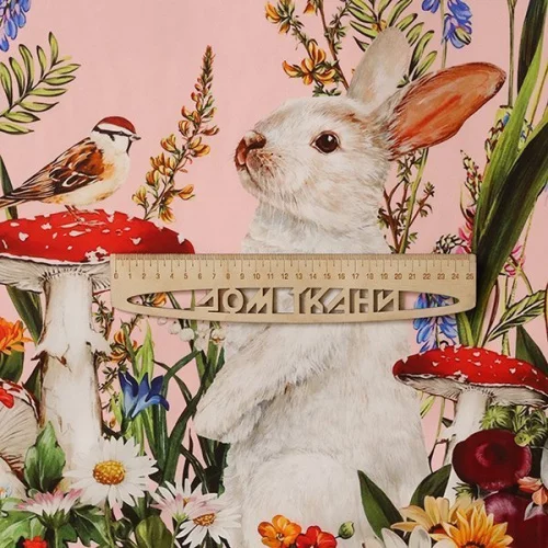 Изображение Шелк 1,15м, поляна на розовом, дизайн D&G