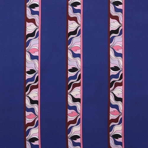 Изображение Шелк твил, полосы, цветы, синий, дизайн EMILIO PUCCI