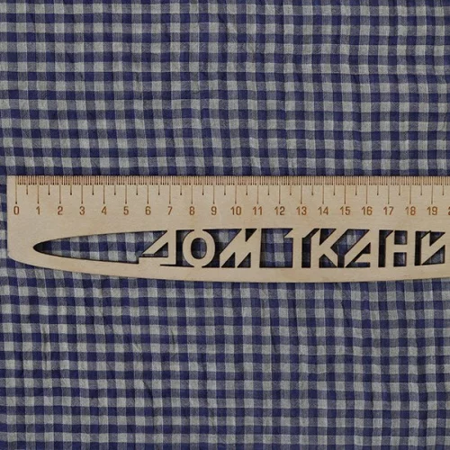 Изображение Батист крэш, клетка, синий, серый