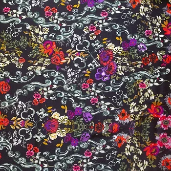 Изображение Шелк купон вензеля, цветы, дизайн D&G