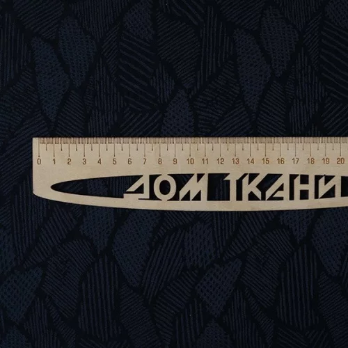 Изображение Шелк жаккард листья, темно-синий