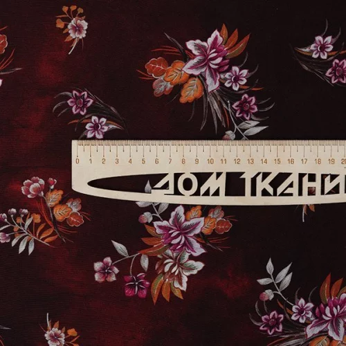 Изображение Крепдешин стрейч цветы кайма, дизайн SALVATORE FERRAGAMO
