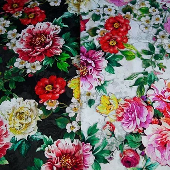 Изображение Шелк стрейч, цветы, дизайн D&G, 2 цвета