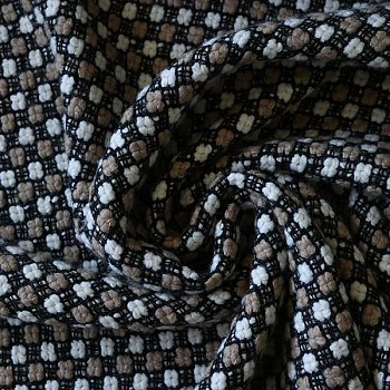 Изображение Твид бежевый, молочный, точки, дизайн MAX MARA