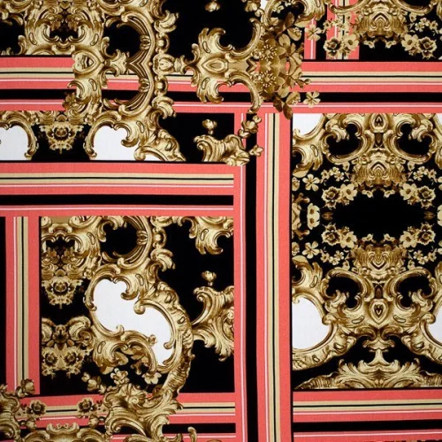 Изображение Трикотаж полоса и вензеля, розовый, дизайн VERSACE