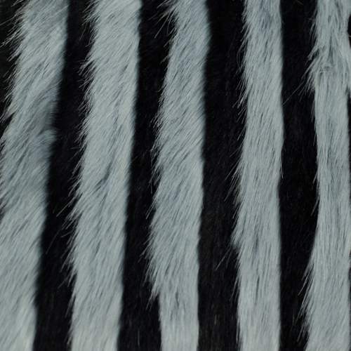 Изображение Мех искусственный в черную коротковорсовую и светло-серую средневорсовую полоску