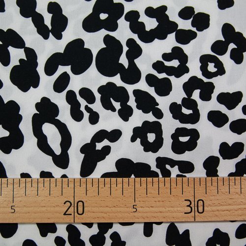 Изображение Плательная ткань, вискоза, леопард черно-белый