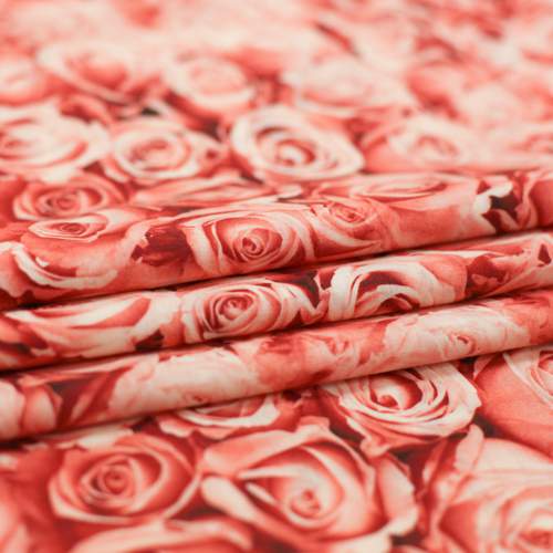 Изображение Шерсть плательная стрейч, дизайн розовые розы