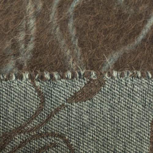 Изображение Пальтовая шерстяная ткань с мохером, коричневая с дизайном