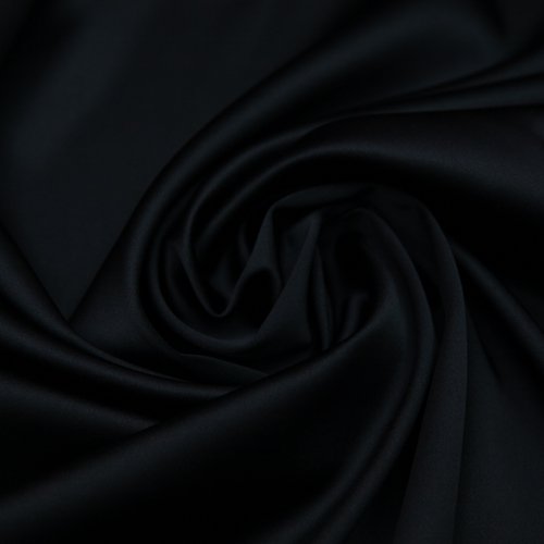 Изображение Атлас стрейч, вискоза, однотонный черный