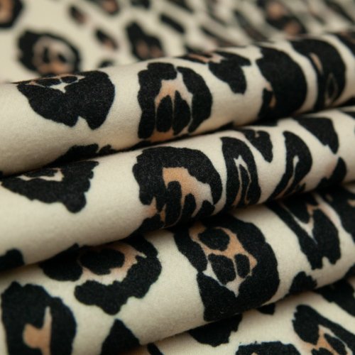 Изображение Пальтово-костюмная ткань с шерстью, белый леопард
