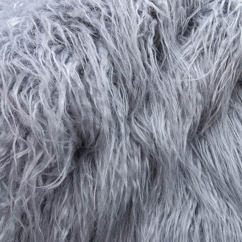 Изображение Мех искусственный, длинный ворс, лама, серый