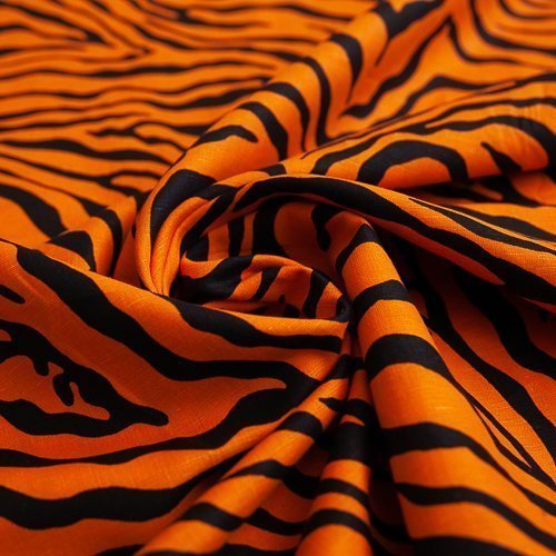 Изображение Лен RATTI, дизайн тигр, оранжевый, черный