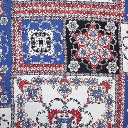 Изображение Плательный креп, платки, синий, белый