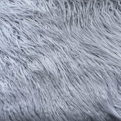 Изображение Мех искусственный, длинный ворс, лама, серый