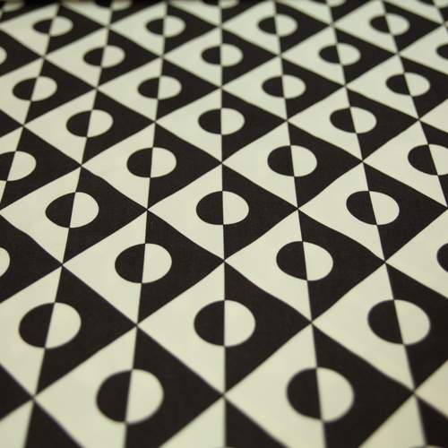 Изображение Шерсть плательно-костюмная стрейч, черно-белые квадраты и круги