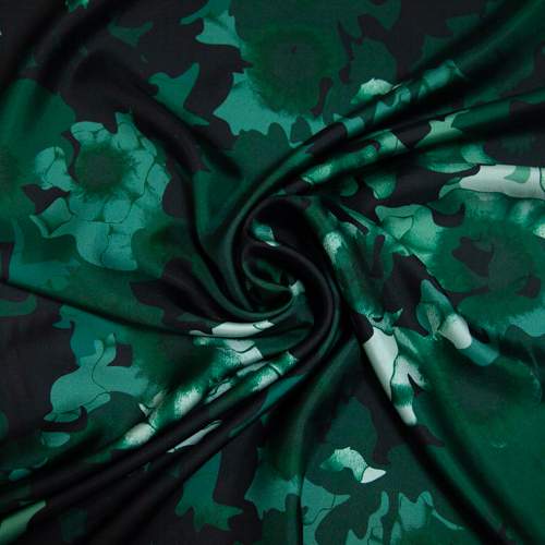 Изображение Шелк натуральный матовый, цветочный камуфляж, милитари, подписной дизайн VERSACE