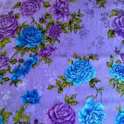 Изображение Шелк жаккард, цветы, синий, сиреневый