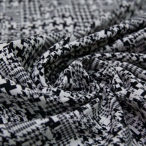 Изображение Костюмная ткань двусторонняя, черно-белая, гусиная лапка