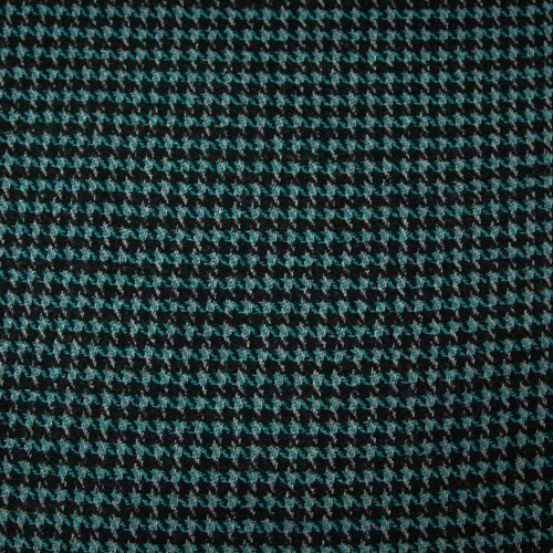 Изображение Твид шанель, пальтово-костюмная ткань, гусиная лапка черный бирюза
