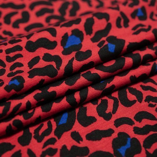 Изображение Трикотаж вискоза, леопард, красный, дизайн MAX MARA