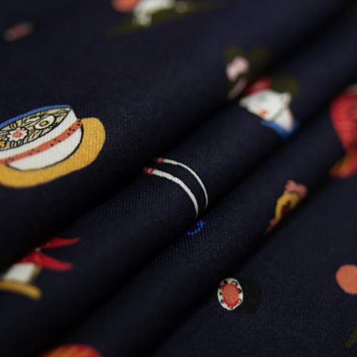Изображение Плательная ткань темно-синяя, дизайн Япония