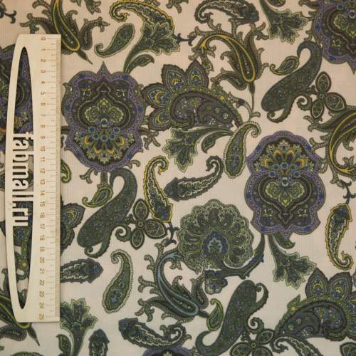 Изображение Шерсть плательная стрейч, дизайн итальянские огурцы и цветы