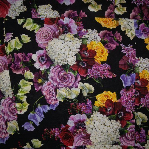 Изображение Жаккард хлопковый, цветы на черном, дизайн D&G