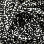 Изображение Плательная ткань тенсель, горошек, черно-белый