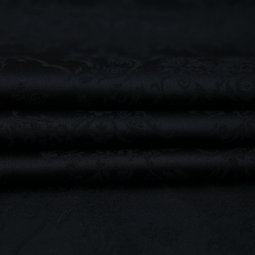 Изображение Жаккард хлопковый стрейч, однотонный черный, рисунок вензеля