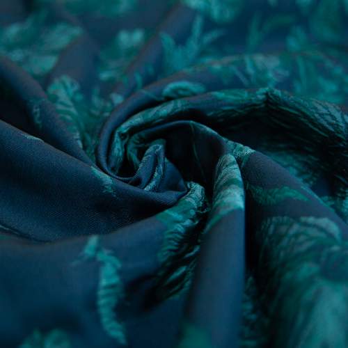 Изображение Жаккард купон синий, темно-лазурные цветы