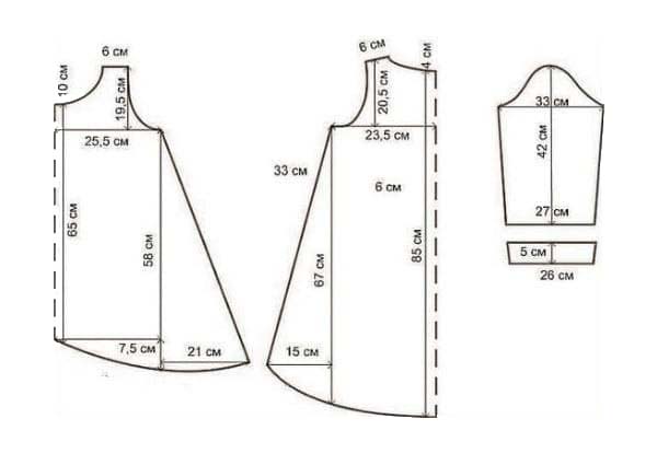 Изображение схема выкройки платья по классическим меркам