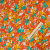Изображение Трикотаж стрейч, вискоза с эластаном, желтые цветы на оранжевом поле