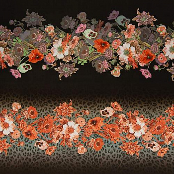 Изображение Трикотаж, вискоза, цветочная полоса и леопард