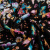 Изображение Штапель, бирюзовые цветы на черном