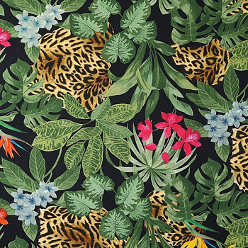 Изображение Плательная твил, тропики, леопард, дизайн D&G