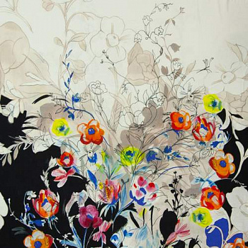 Изображение Трикотаж стрейч купон, вискоза с эластаном, цветочный эскиз