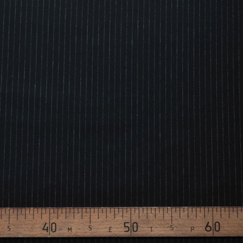 Изображение Костюмная ткань черная, шерсть, полоска